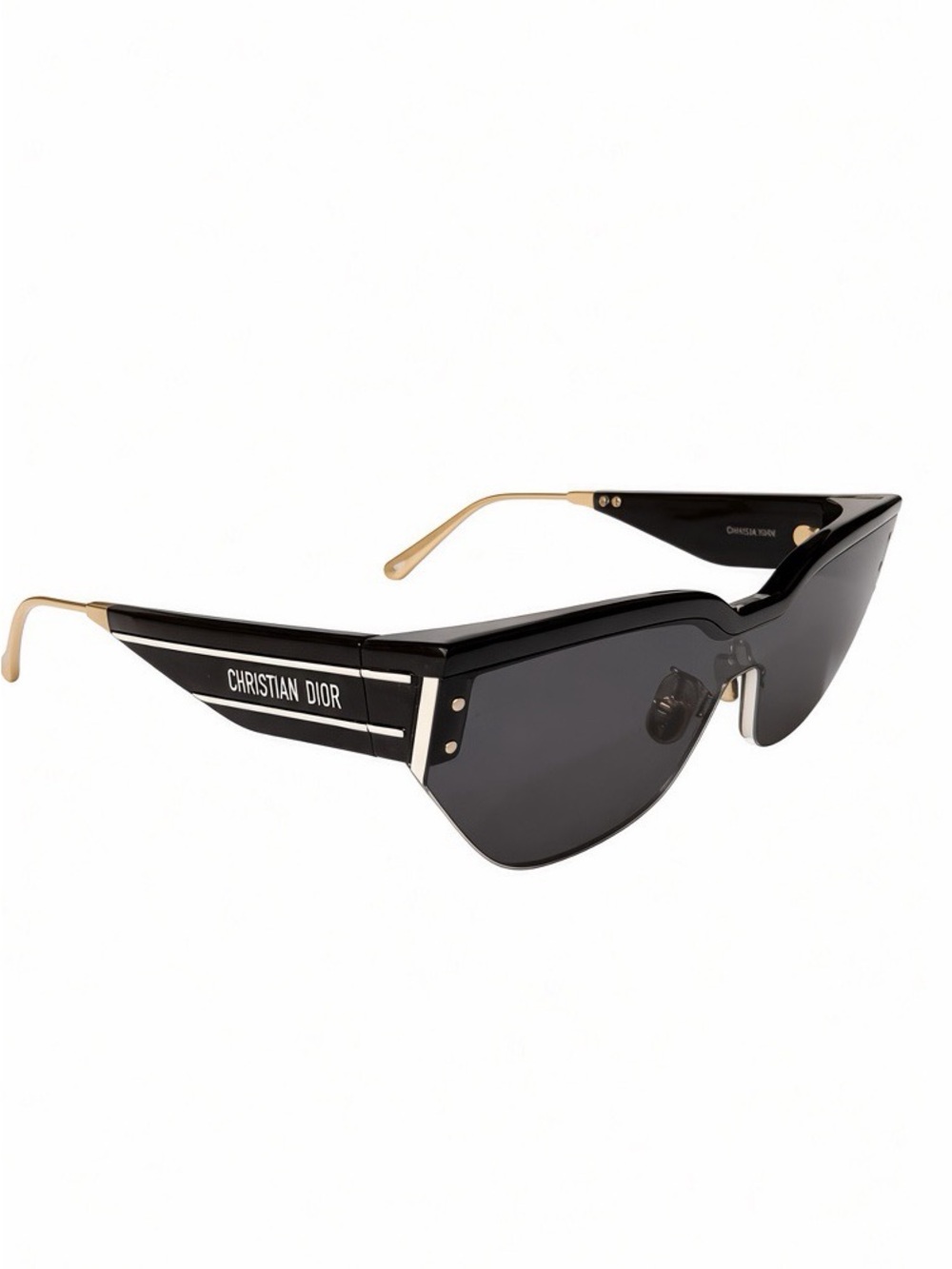 Dior Black Shield Sunglasses with Gold Temples
